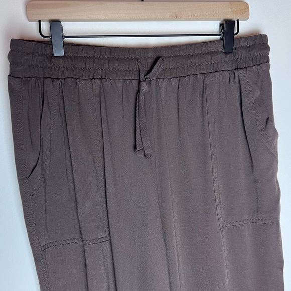 Splendid Cozy Women’s Joggers - Drawstring Carbon Brown Rayon Pants - Large - Picture 3 of 10